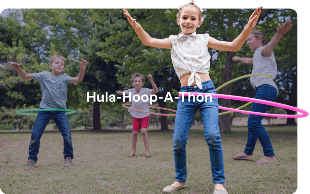 Kids in hula hoop a thon