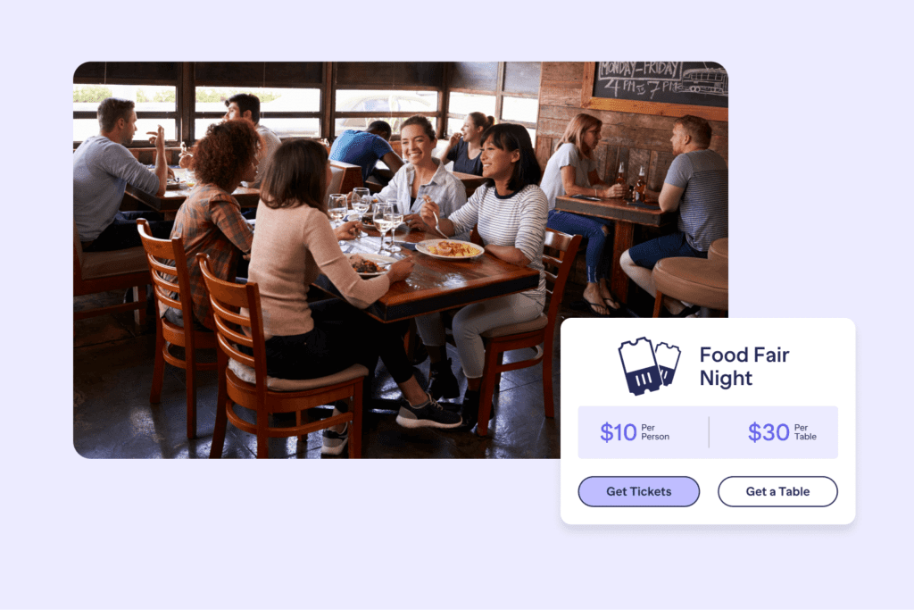 Local Restaurant event with ticketing